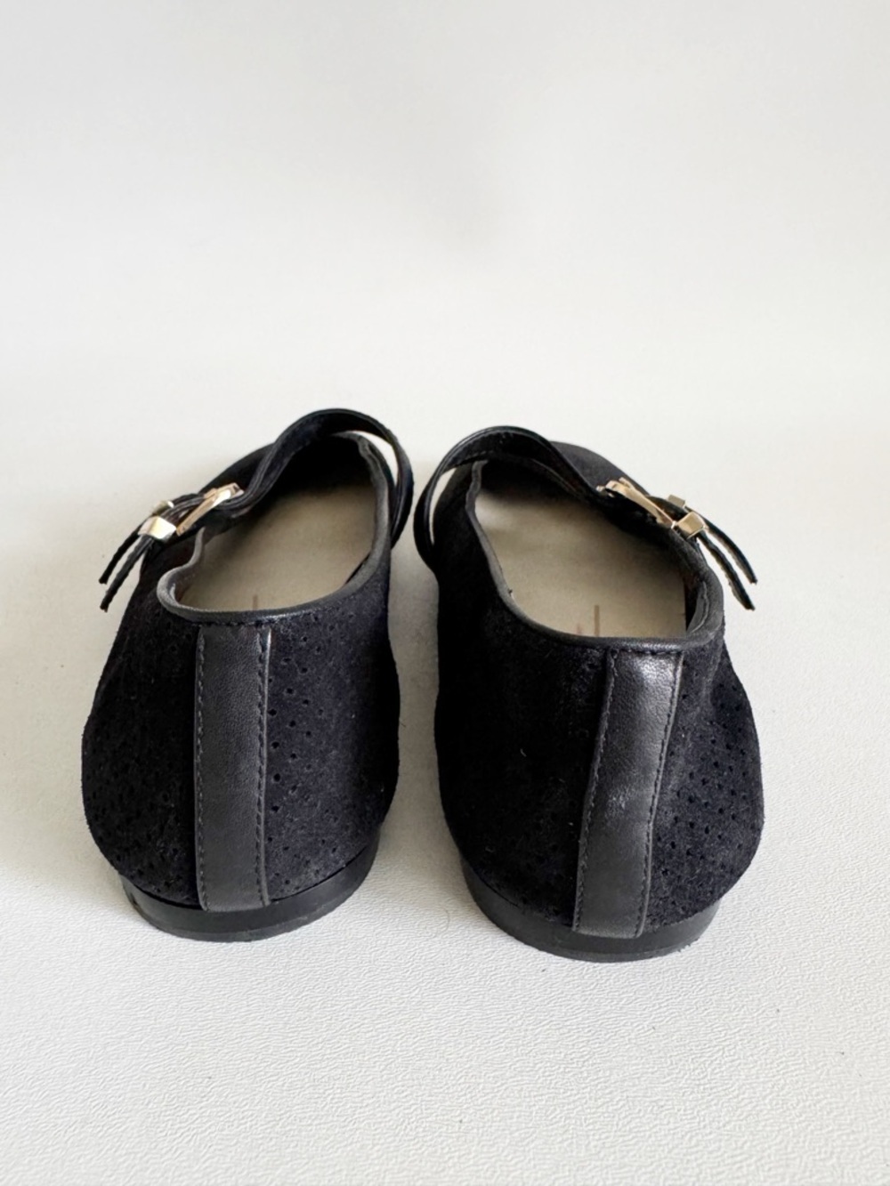 Dolce Vita Baylee Ballet Flat 9.5 Black Onyx Perforated Suede Classic Minimalist - Picture 7 of 10